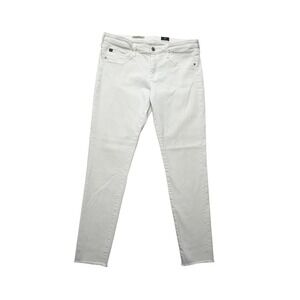 AG Adriano Goldschmied Legging Ankle Super Skinny Jeans Womens 31R White Raw Hem